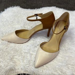 Womens COACH chalk cream walnut tan brown Selina shoes heels pumps 41 or 10 USA